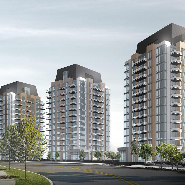 Exterior of The deVille residential towers