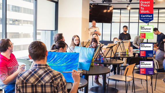 Careers banner of staff paint social